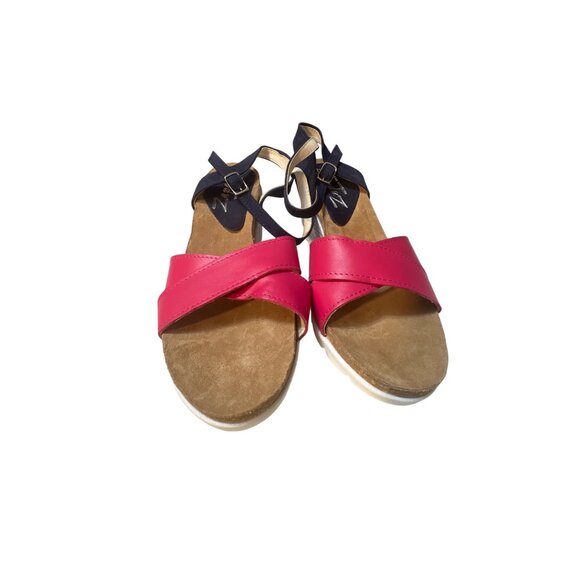 Zapatos Red & Navy Wedge Sandals Size 9 Made In Spain For Women NWOT - Picture 2 of 6